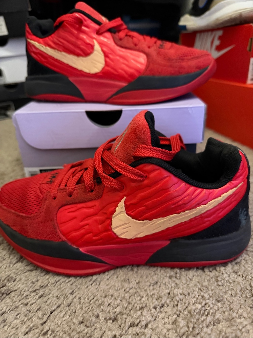 Nike Ja 2 nightmare Kids Red Sneakers with Cream Swoosh
